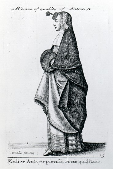 Woman of Quality from Antwerp od Wenceslaus Hollar