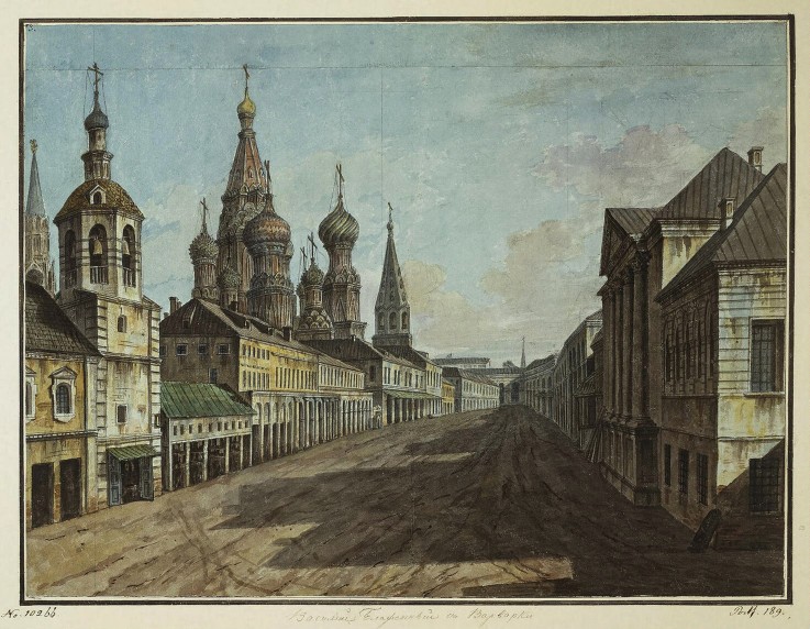 View of the Cathedral of St Basil the Blessed from Varvarka Street od Werkst. Alexejew