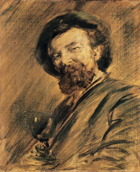 Self-portrait with wine-glass od Wilhelm Busch