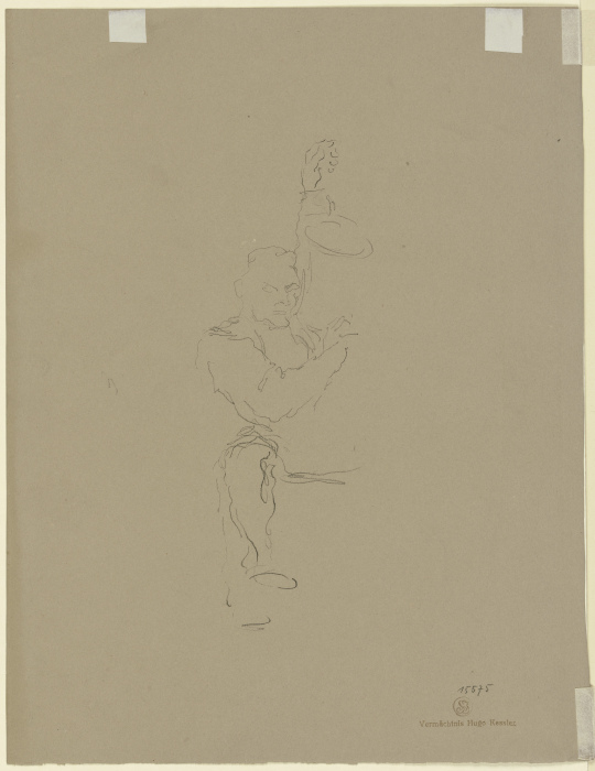 Skizze eines betrunkenen am Boden liegenden Mannes od Wilhelm Busch