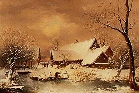 Snow-covered winter landscape. od Wilhelm Heinrich Schneider