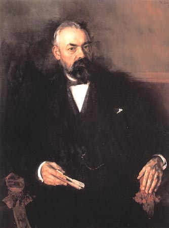 Big portrait Privy Councillor Seeger, sitting in the chair od Wilhelm Maria Hubertus Leibl