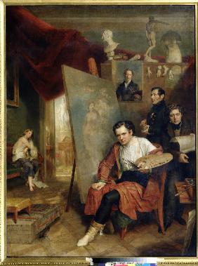 In studio of the painter Wilhelm Golicke