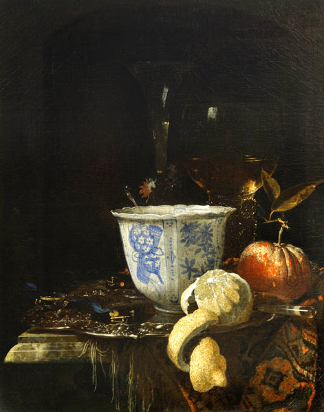 Still life with a Chinese porcelain bowl od Willem Kalf