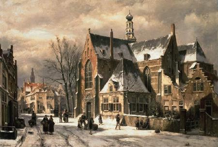 Winter scene at a church