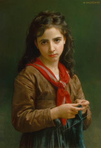 Young knitting girl od William Adolphe Bouguereau