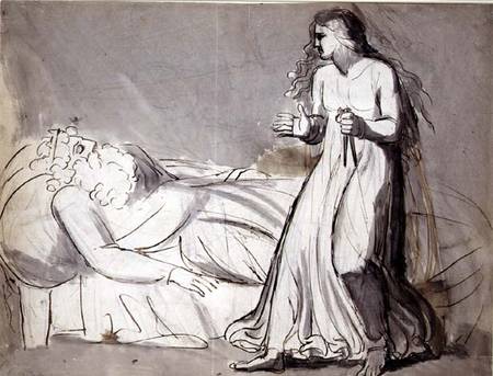 Lady Macbeth approaching the murdered Duncan (ink and wash) od William Blake