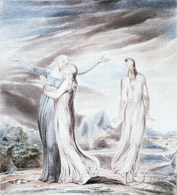 Ruth parting from Naomi, 1803 (wash, pencil, coloured chalk) od William Blake