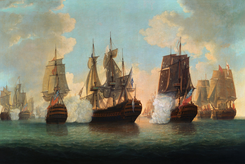 Naval Battle between English and French Ships od William Elliott