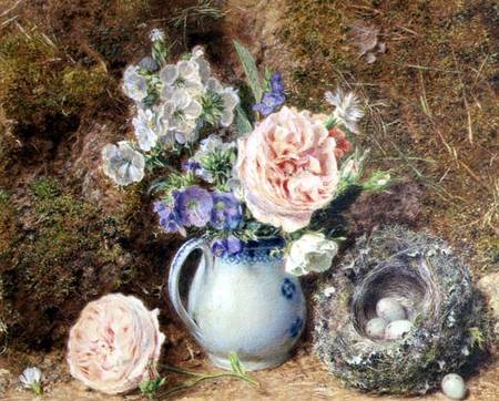 Still Life of Flowers and Nest od William Henry Hunt