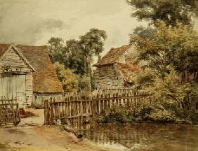 Farmyard with pond