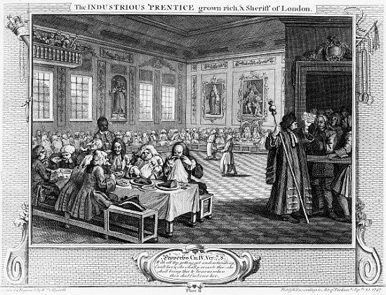 The Industrious ''Prentice Grown Rich, and Sheriff of London, plate VIII of ''Industry and Idleness' od William Hogarth