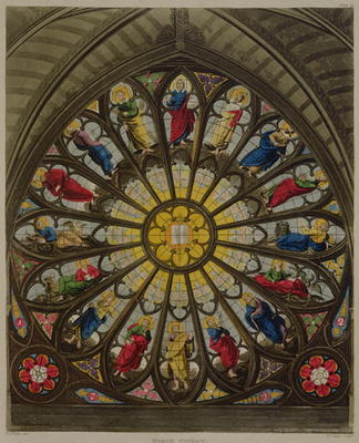 The North Window, plate D from 'Westminster Abbey', engraved by Frederick Christian Lewis (1779-1856 od William Johnstone White