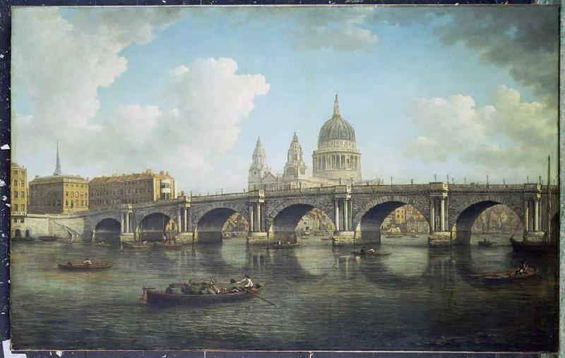 London, look on Blackfriars bridge and pieces of Paul Cathedral od William Marlow