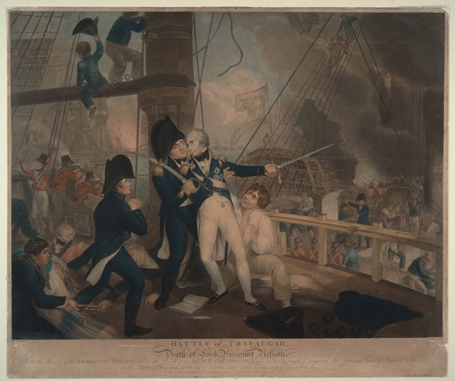 The Battle of Trafalgar and the Death of Nelson od William Marshall Craig