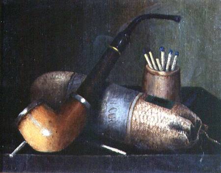 Still Life of Pipe Tobacco and Matches od William Michael Harnett