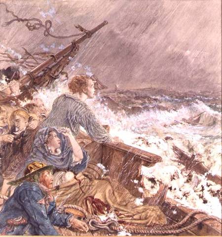 Grace Darling and her father saving the shipwrecked crew od William Scott
