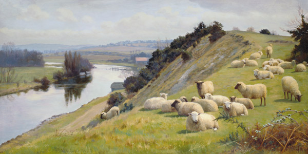 A Riverside Pasture with Sheep od William Sidney Cooper