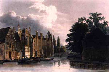 St. John's College, from Fisher's Lane, Cambridge, from 'The History of Cambridge', engraved by Jose od William Westall