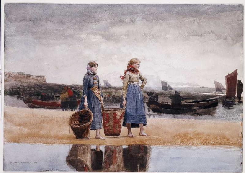 Fischersfrauen am Strand von Tynemouth od Winslow Homer