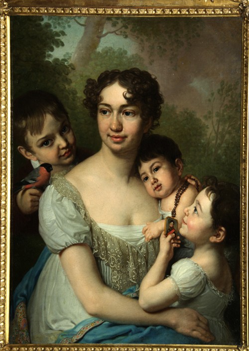 Portrait of Yelena Balashova with Children od Wladimir Lukitsch Borowikowski