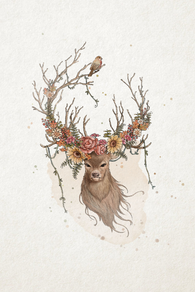 Deer and flowers od Xuan Thai