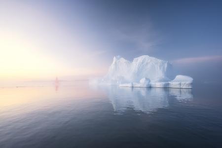 Red sail and blue ice